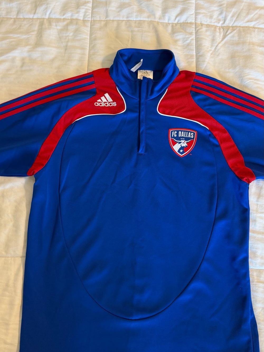 Adidas FC Dallas MLS Climacool 1/4 Zip Jacket Blue/Red Soccer Size L